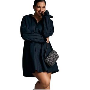 Anthropologie Pilcro Pintuck Mini Shirt Dress black size XL